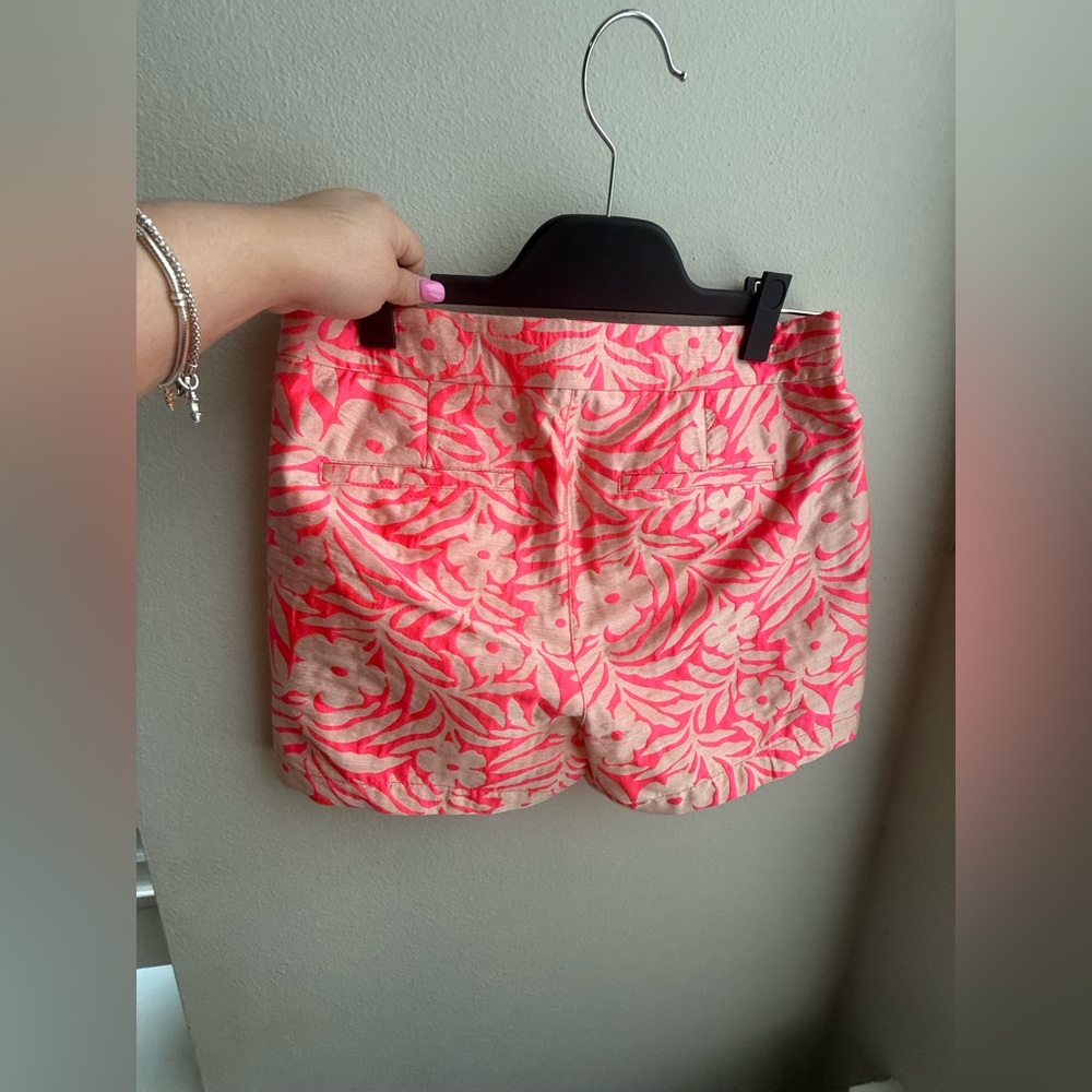 J. Crew Pink and Cream Floral Jacquard Skort Shorts